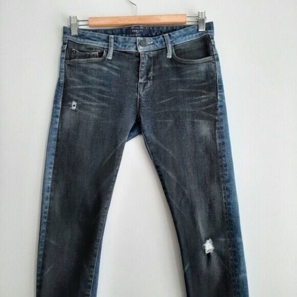 FIDELITY | Mila Two-tone Hellcat Sun King Distressed Mid-rise Jeans Sz 27 - Picture 4 of 14